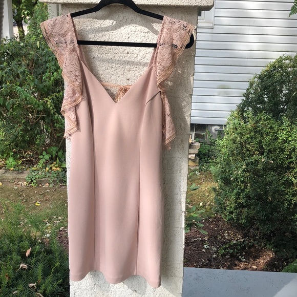 Express Dresses & Skirts - Express v neck blush pink dress. Lace cap sleeves